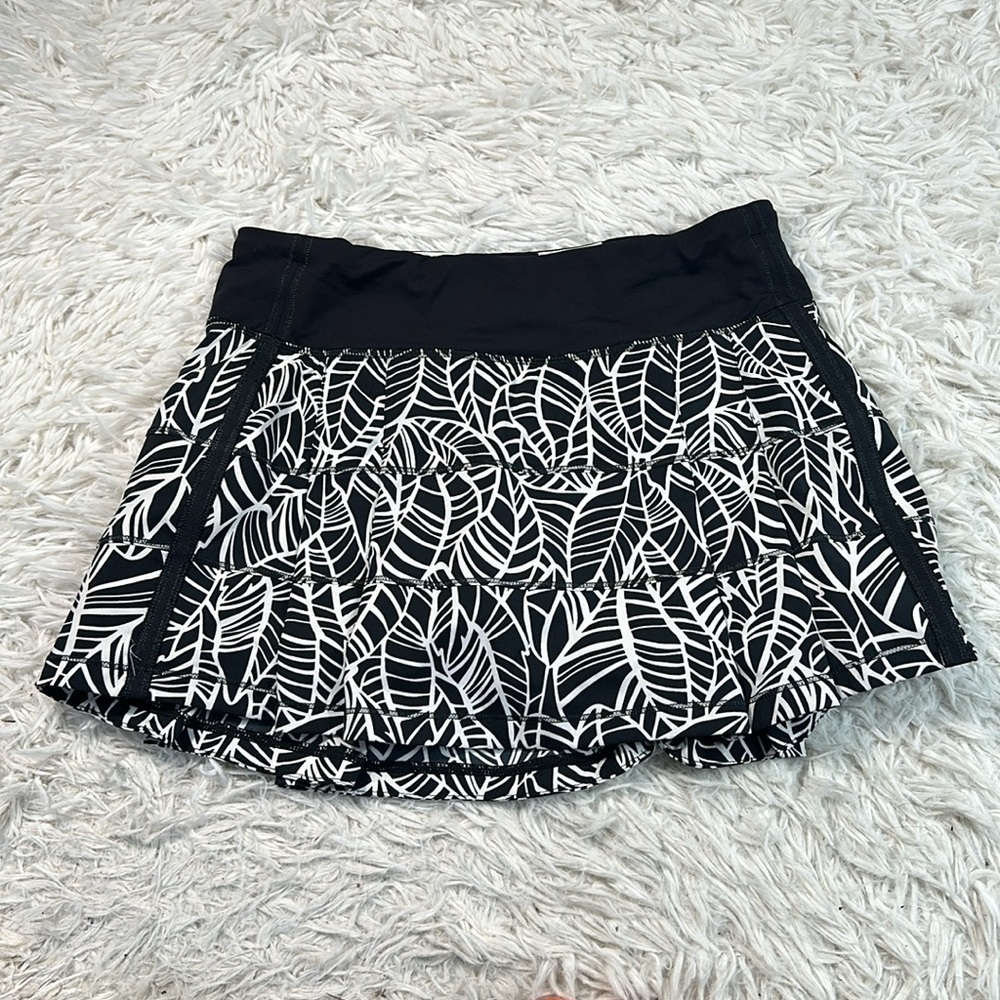 Lululemon Pace Rival Skirt *2-way Stretch (Regular) Pretty Palm Black Angel Wing